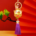 Hollow Lucky Cat Tassel Keychains in Five Colors and Plain Option view 6