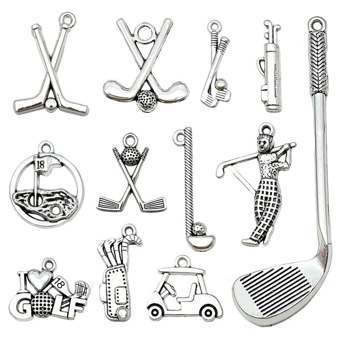 Vintage Antique Silver Sports Equipment Metal Charms with 81 Listed Options