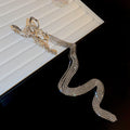 Silver Tone Butterfly Or Bow Hair Claw With Long Crystal Fringe view 7
