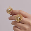 Hollow Flower Zircon Necklace Bracelet Earrings Ring Set view 2