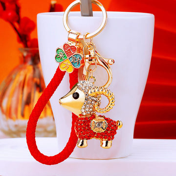 Crystal Fortune Sheep Keychains in Plain and Corded Color Options