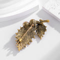 Leaf Crystal Pearl Look Metal Brooch Pin 3.5 x 6 cm view 3