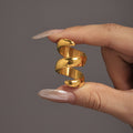 Gold Tone S Curve Spiral Wrap Open Band Ring Stainless Steel view 4