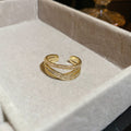 Gold Open Rings Cat Eye Bead Wave Bamboo and Crystal Cross view 7