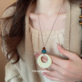 Cord Acrylic Open Ring Pendant Necklace Four Color Styles view 4