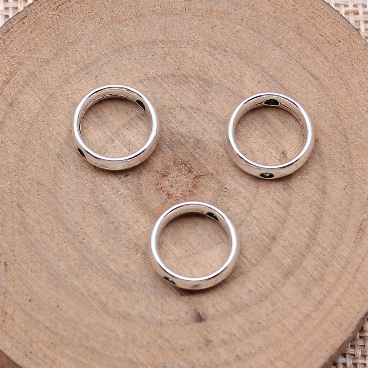 11x11x3mm 0.8g Zinc Alloy Round Perforated Loose Metal Beads for Bracelet Necklace Making