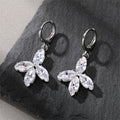 Silver Tone Clear Crystal Geometric Huggie Drop Earrings in Six Designs view 3