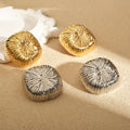 Radiating Square Statement Stud Earrings In Two Finishes view 2