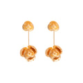 Double Flower Long Dangle Stud Earrings in Gold and Silver view 5