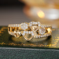 Open Heart And Round Cluster Ring In Polished Gold And Silver Tones view 2