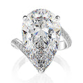 Oversized Pear-Shaped Clear Solitaire Bypass Ring In Silver Tone view 4