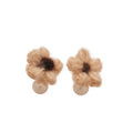 Crocheted Flower Stud Earrings with Pearl Drop Accents view 5