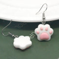 Silver Tone Colorful Cat Paw Resin Hook Earrings in Seven Colors view 4