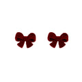 Red Flocked Bow and Butterfly Statement Stud Earrings view 5