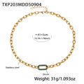 Gold Steel Oval Link Chain Necklace Bracelet Zircon Center view 7