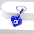 Silver Tone Blue Glass Evil Eye Clip Keychains in Five Shapes view 3