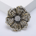 Openwork Flower Brooch Black Silver White or Gold Metal Pin Brooch view 2