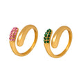 Open Bypass Rhinestone Tip Ring Pink Green White Tones view 5