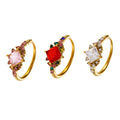 Open Adjustable Square Zircon Ring Side Accents Gold Steel view 5