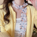 Plaid and Floral Narrow Neck Scarves in Three Colorways view 3