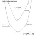 Long Station Chain Necklace With Oval Beads Double Layer view 6