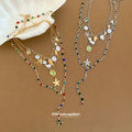 Multicolor Shell Pearl and Starfish Layered Y Necklaces view 4