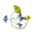 Enamel Doves and Leafy Branch Brooch Pin Decorative Jewelry view 1