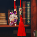 Jeweled Ruyi Rabbit Car Hangers in Red Yellow Blue and Purple with Red Tassels view 4