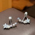 Star Pearl Front Back Earrings Statement Jewelry Design view 7