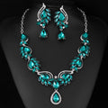 Black Silver Tone Multicolor Crystal Vine Six Designs Metal Necklace and Earring Set view 8