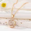 Gold Tone Square Faceted Crystal Pendant Necklaces in Eight Colors view 9
