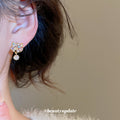 Gold Tone Pastel Crystal Cat Drop Stud Earrings Decorative Jewelry view 4