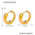 Chunky Two-Tone Huggie Hoop Earrings Gold Steel Metal Pair view 6