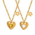 Gold Heart Glass Pendant Necklace Star Charm Double Layer view 5