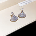 Crystal Fan Drop Earrings in Gold and Silver Tone Options view 7