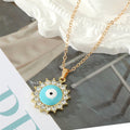Gold Tone Crystal Halo Round and Heart Evil Eye Necklaces view 8