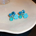 Colorful Crystal Flower Cluster Stud Earrings Fashion Jewelry Accessories view 9