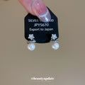 Silver Crystal Star and Pearl Drop Stud Earrings Fashion Jewelry view 3