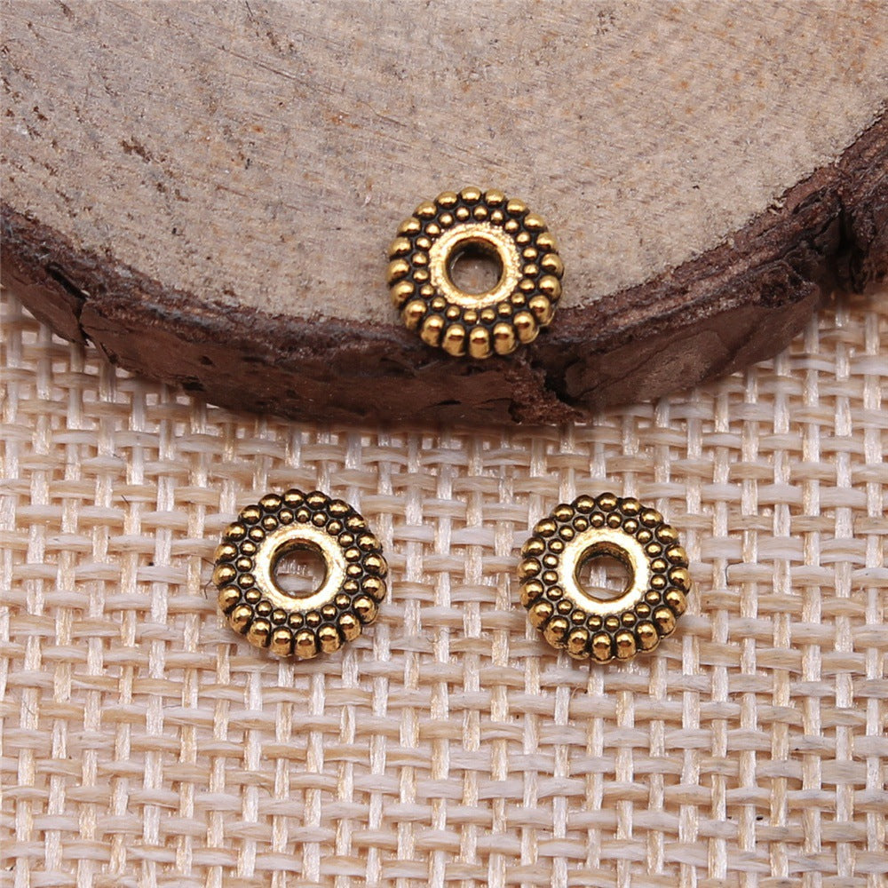 7x7x2mm 0.4g Multi Color Zinc Alloy Flat Round Spacer Beads for DIY Bracelet Jewelry Making