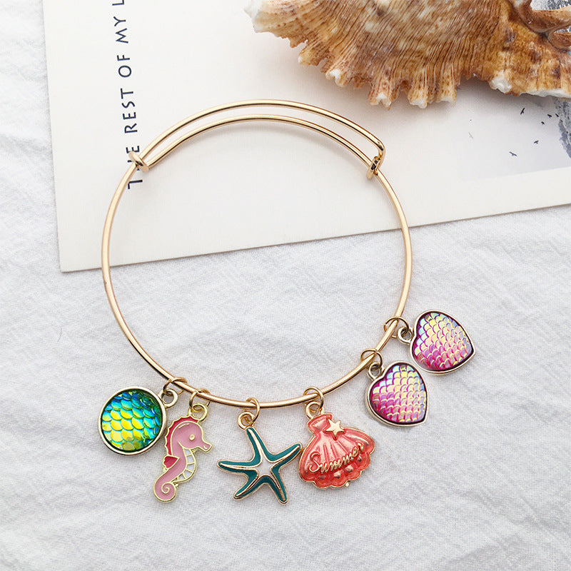 Enamel Zinc Alloy Shark Starfish Mermaid Dolphin Charm Pendant for DIY Ocean Jewelry