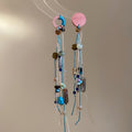 Blue and Brown Beaded Asymmetric Long Stud Earrings view 6