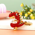 Jeweled Dinosaur Character Keychains in Green, Red and Yellow view 2