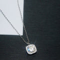 Cushion Crystal Solitaire Necklace in Silver Tone Jewelry view 2