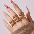 Leaf Crystal and Plain Double Band Open Rings in Two Finishes view 4