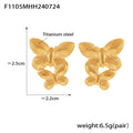 Butterfly Stud Earrings Dual Wing Gold Silver Titanium Steel view 7