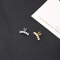 Gold Tone Bow and Pearl Look Beaded Curved Ear Cuff Earring view 2
