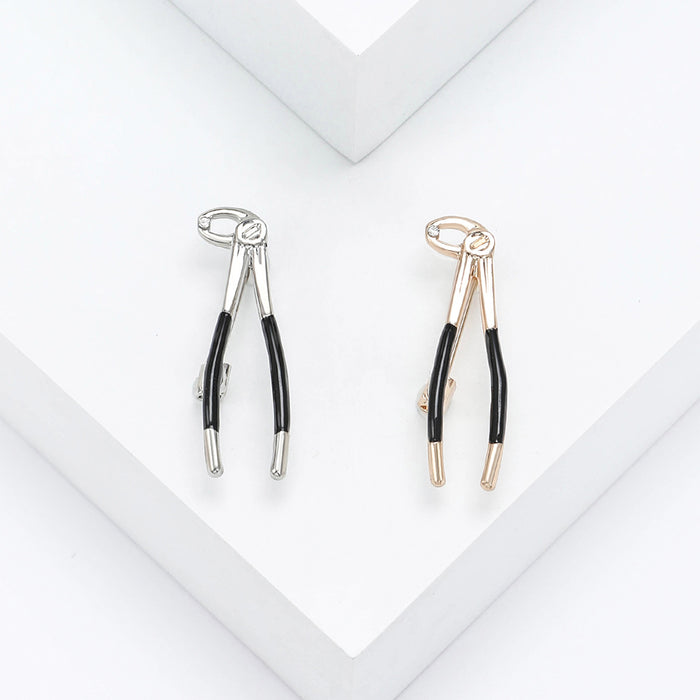 Miniature Pliers Brooch in Silver and Gold Tones Jacket and Scarf Accessory
