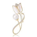 Tulip and Pearl Brooch in Gold and Silver Tone Decorative Lapel Accessory view 1