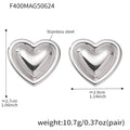 Stainless Heart and Crescent Stud Drop Earrings Mix view 7