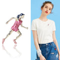 Running Woman Brooch in Blue or Pink Athletic Outfit view 2